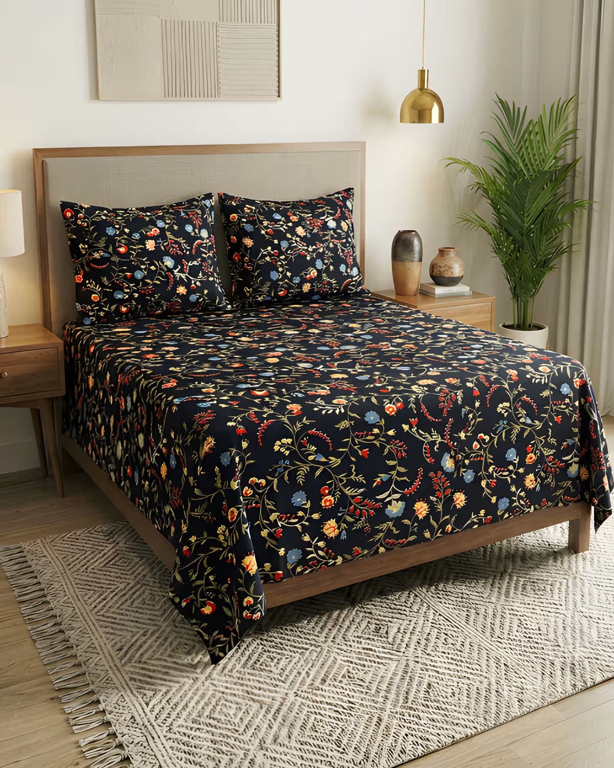 Black Chintz Cotton Bed Cover Set view 4