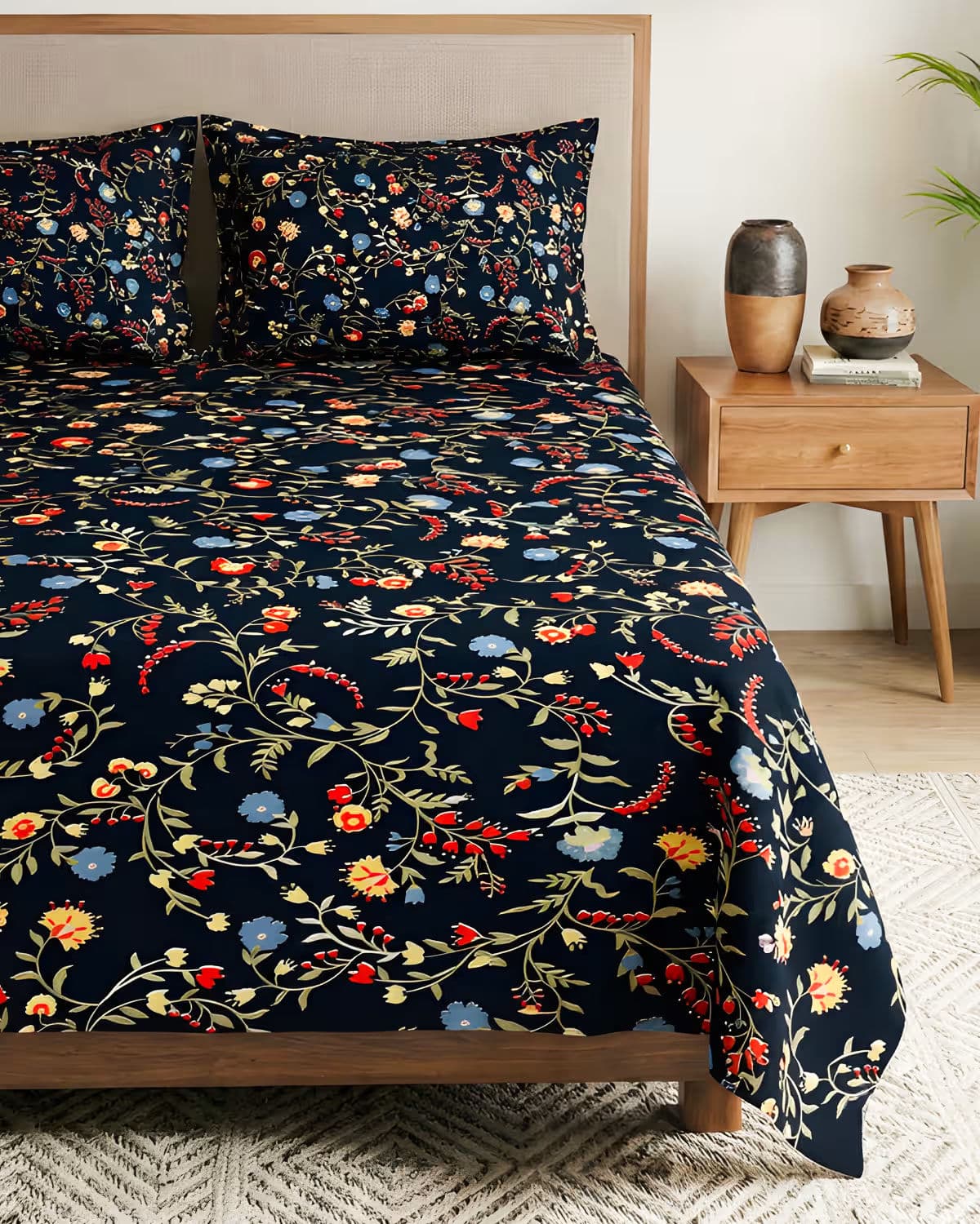 Black Chintz Cotton Bed Cover Set view 2
