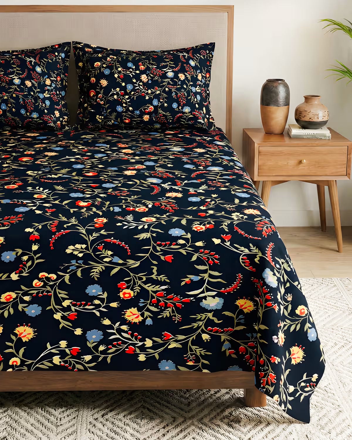 Black Chintz Cotton Bed Cover Set view 2