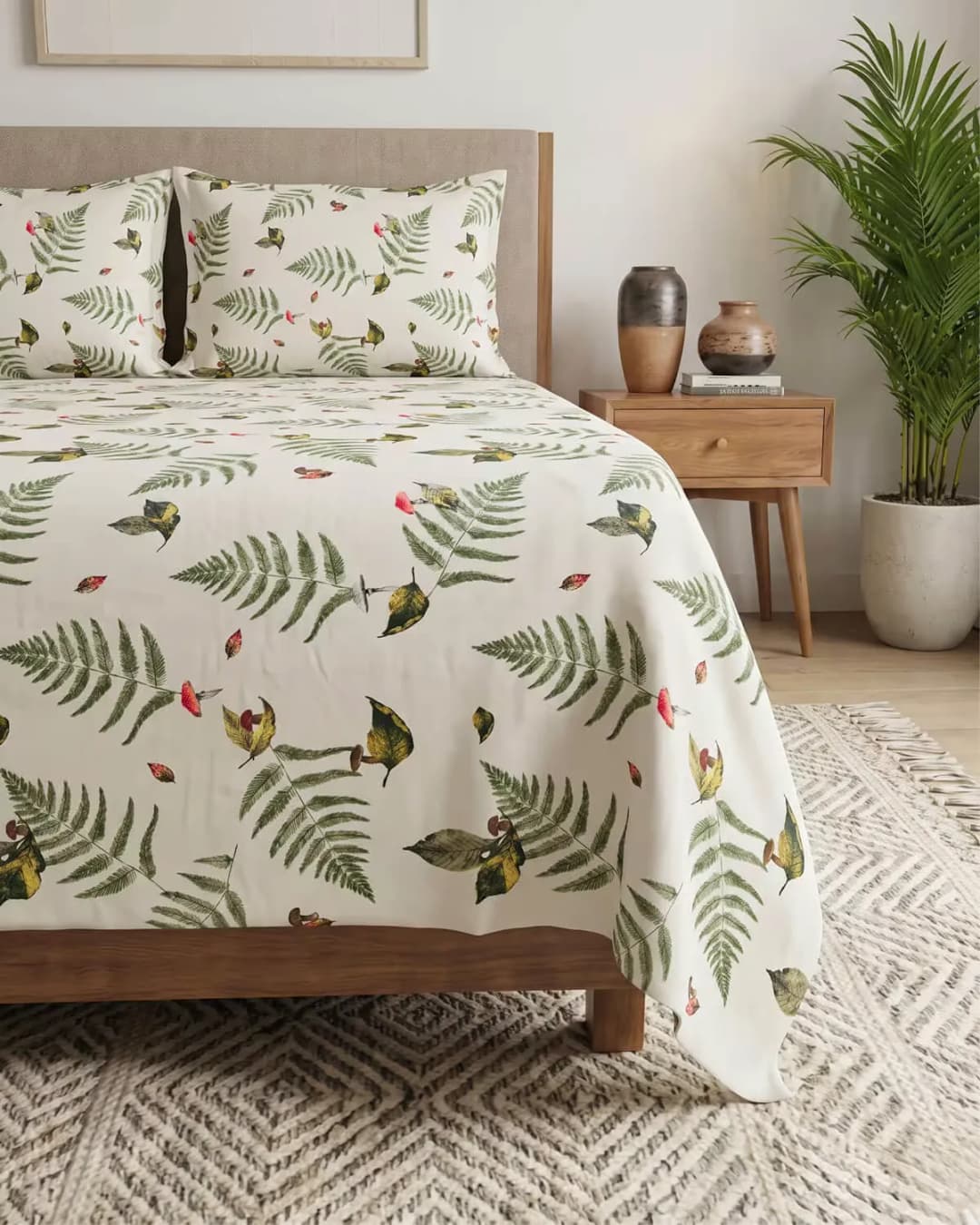Botanical Fern Cotton Bedsheet Set view 3