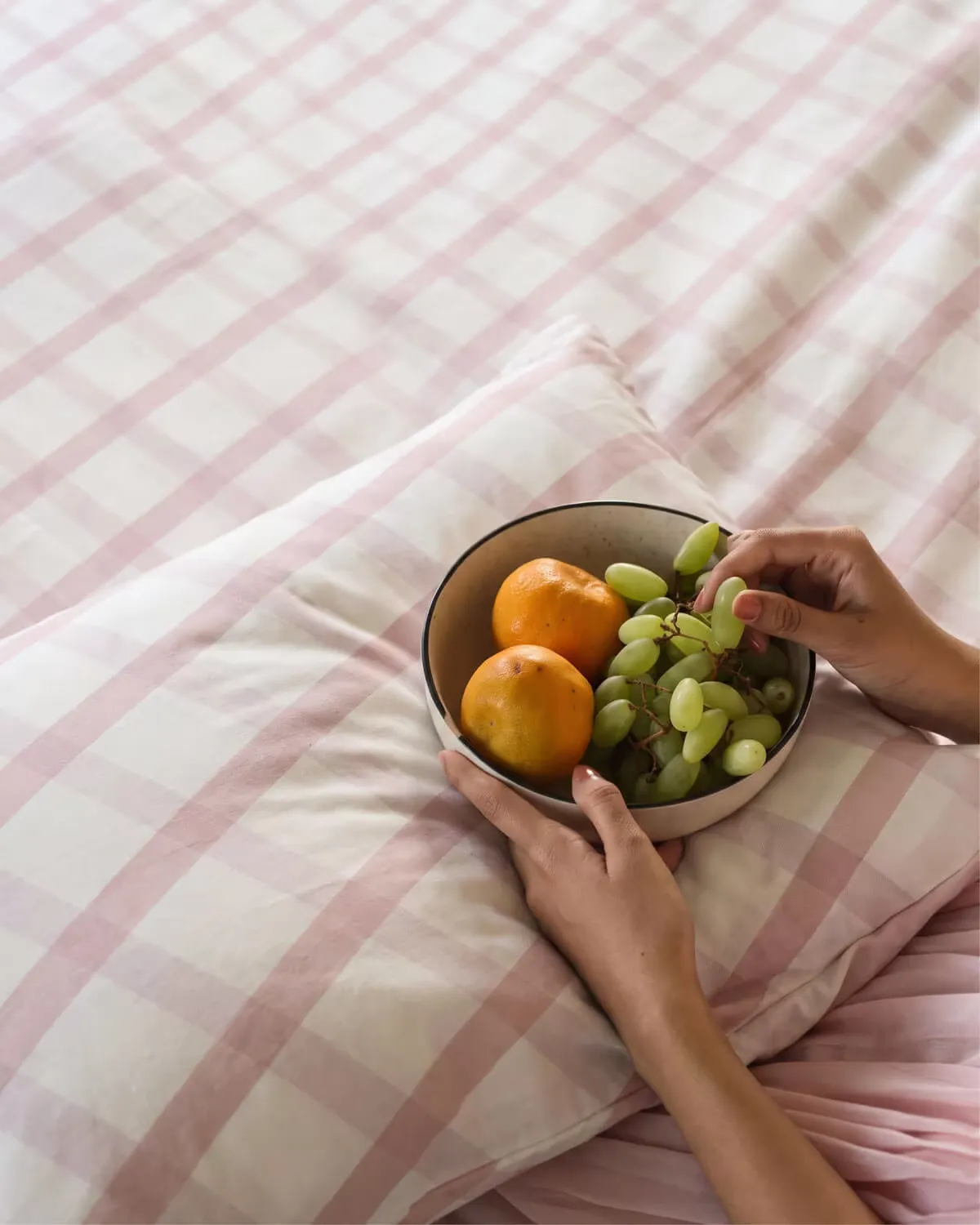 Classic Pink Check Cotton Bedsheet Set view 4