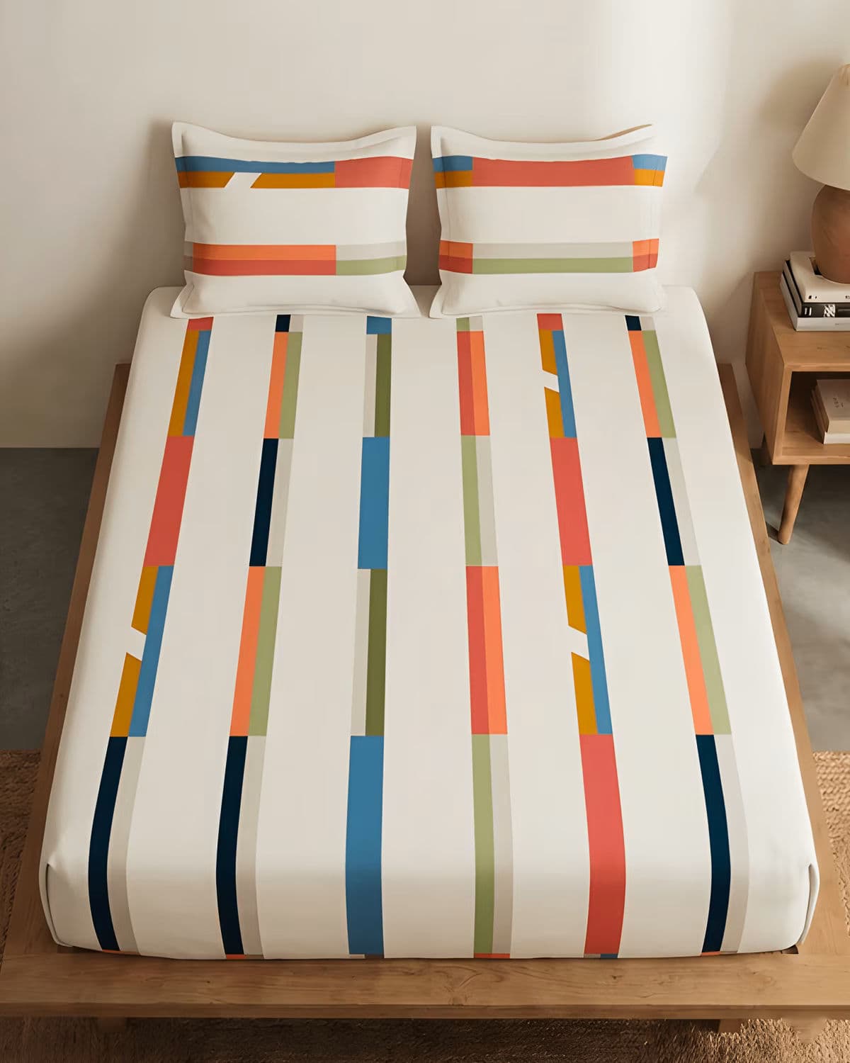 Modern Geometric - Bedsheet & Quilted Pillow Covers Set