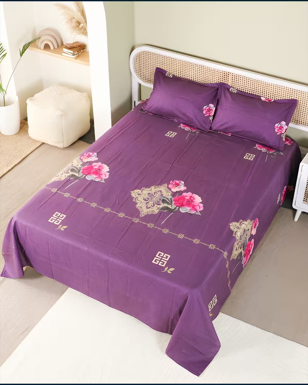 Royal Bloom - Bedsheet & Quilted Pillow Covers Set view 1