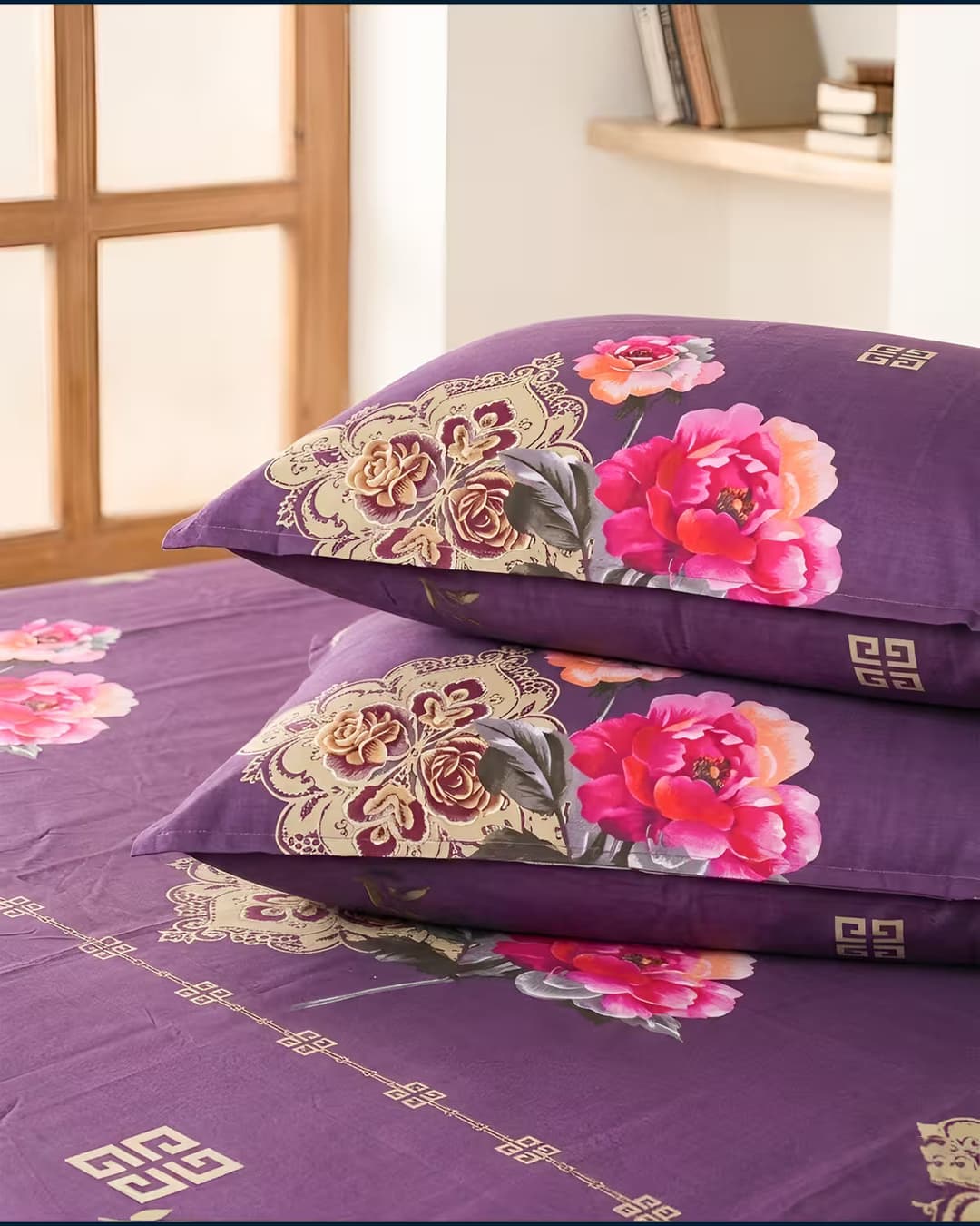 Royal Bloom - Bedsheet & Quilted Pillow Covers Set view 4