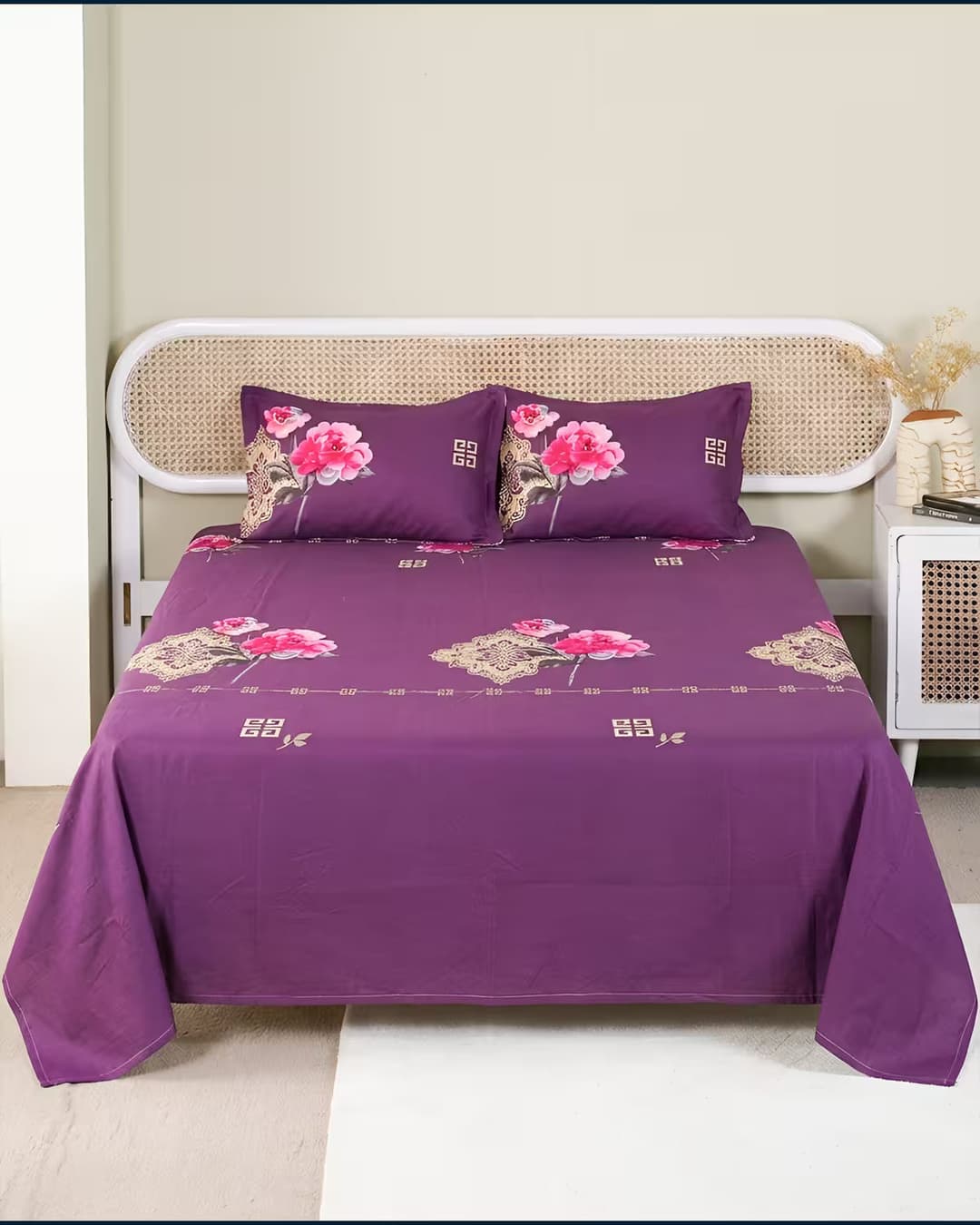 Royal Bloom - Bedsheet & Quilted Pillow Covers Set view 2
