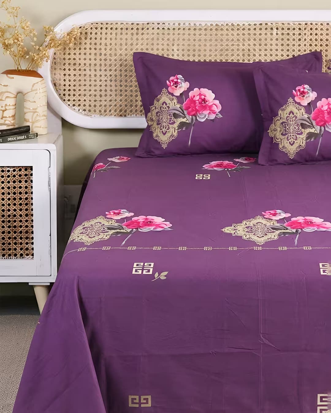 Royal Bloom - Bedsheet & Quilted Pillow Covers Set view 3