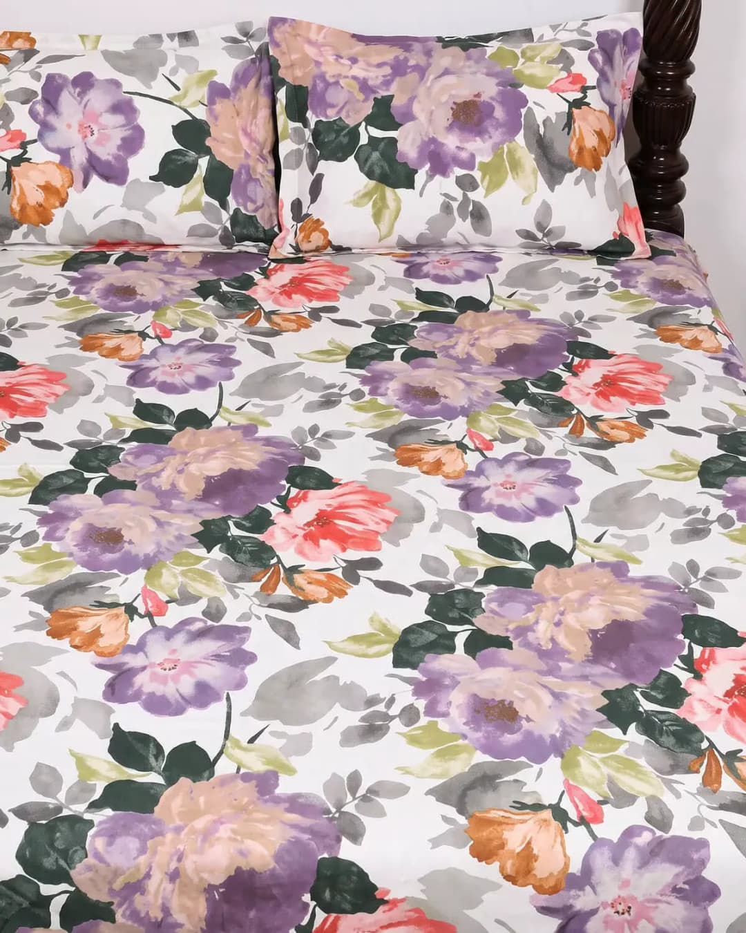 Vibrant Floral Cotton Bedsheet Set view 4